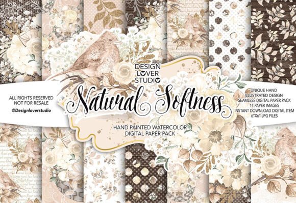 Download Watercolor NATURAL SOFTNESS Digital Pape - Digital Collection