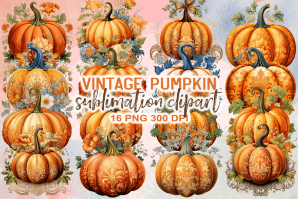Download Vintage Pumpkin Sublimation Clipart - Sublimation clipart Collection