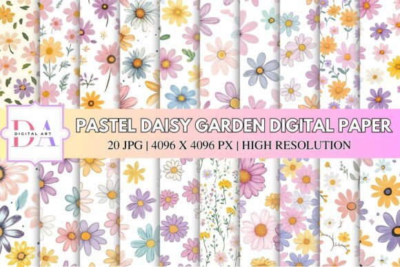 Download Pastel Daisy Garden Digital Paper - Digital Collection
