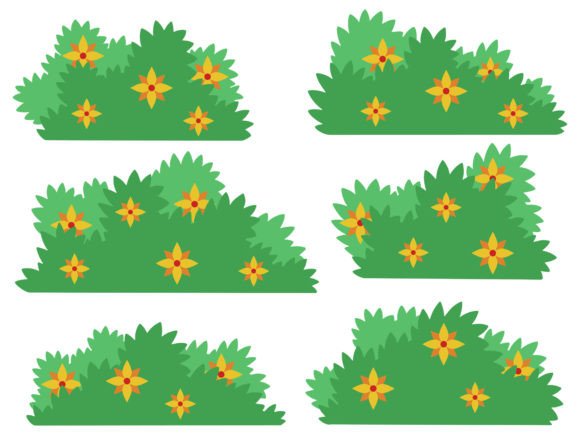 Download Bushes Grass with Flowers Illustration - Flowers illustration Collection