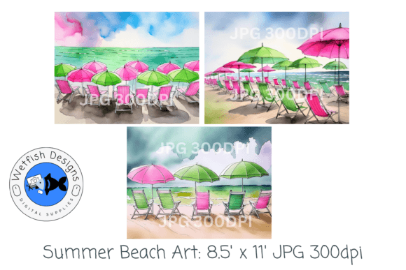 Download Summer Beach Watercolor Digital Prints 4 - Digital Collection