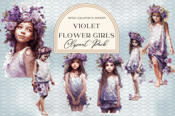 Download Violet Flower Girl Sublimation Clipart - Sublimation clipart Collection