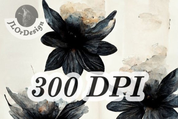 Download Black Watercolor Flowers Digital Paper - Digital Collection