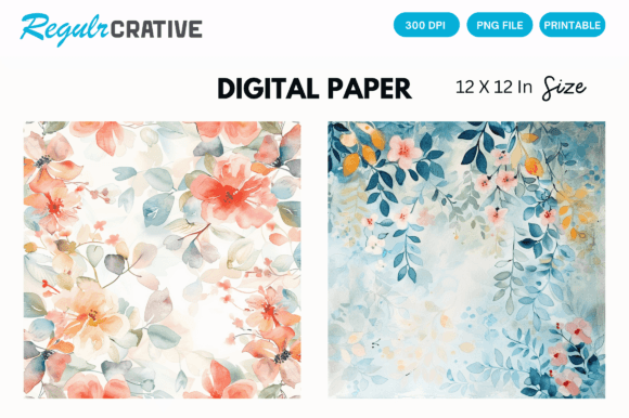 Download Watercolor Pastel Floral Digital Paper - Digital Collection