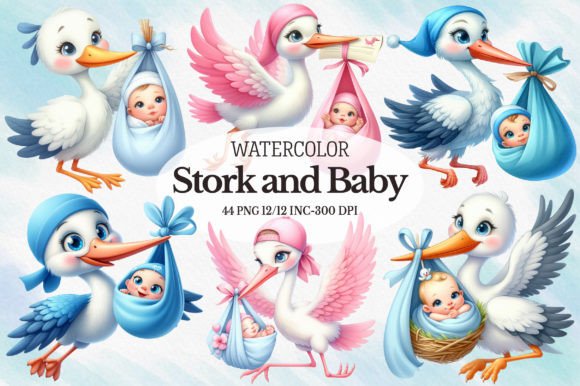 Download Stork and Baby Sublimation Clipart - Sublimation clipart Collection