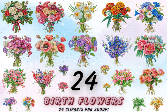 Download Birth Month Flower Sublimation Clipart - Sublimation clipart Collection