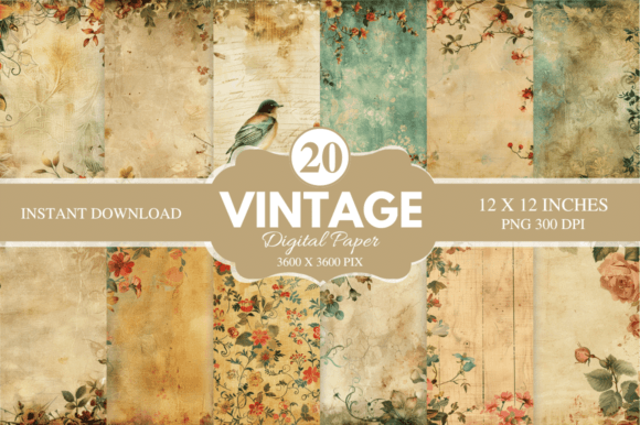 Download Vintage Floral Digital Paper - Digital Collection