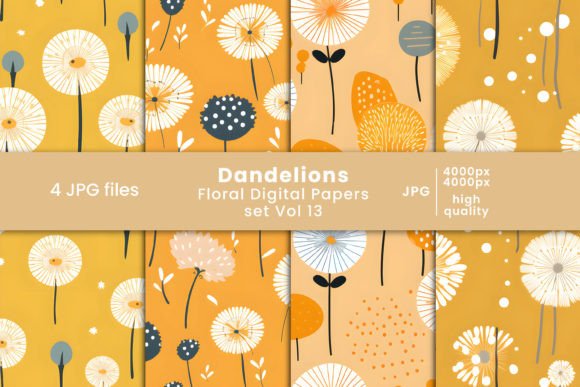 Download Dandelions Floral Digital Papers Vol 13 - Digital Collection