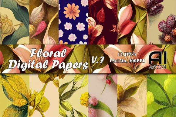 Download Floral Designs Digital Paper Bundle 7 - Digital Collection