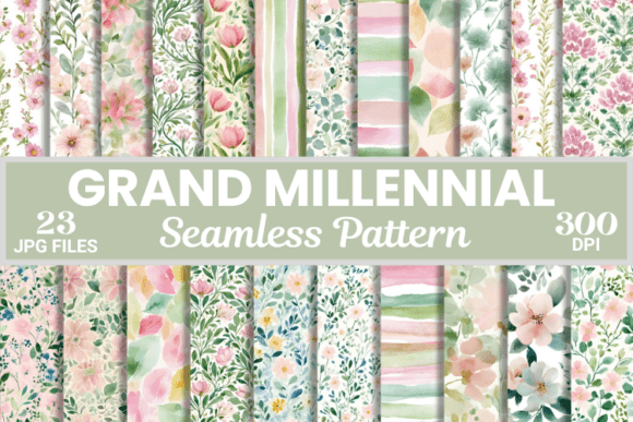 Download Preppy Grandmillennial Digital Paper - Digital Collection