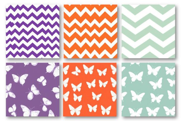 Download Butterfly Zigzag Digital Paper Bundle - Digital Collection