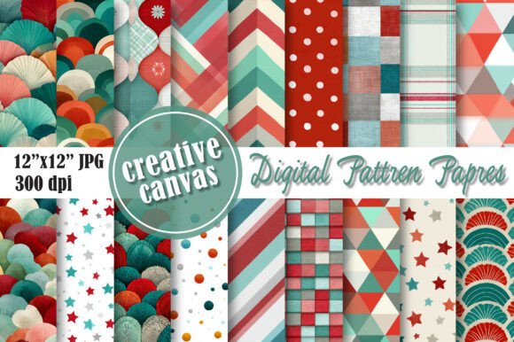 Download Retro Christmas Digital Paper Bundle - Digital Collection