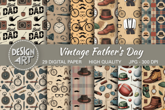 Download Vintage Father's Day Digital Paper - Digital Collection