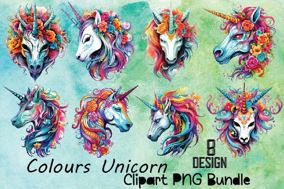 Download Colours Unicorn Clipart PNG Bundle - Colours Collection