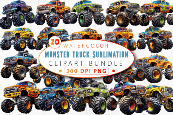 Download Monster Truck Sublimation Clipart Bundle - Sublimation clipart Collection