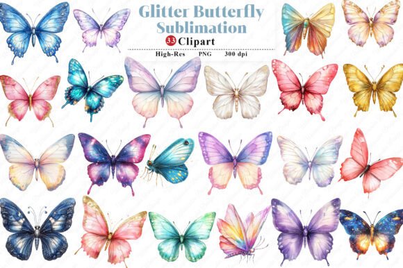 Download Glitter Butterfly Sublimation Clipart - Sublimation clipart Collection