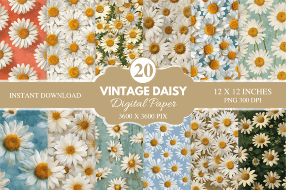 Download Daisy Digital Paper Bundle - Digital Collection