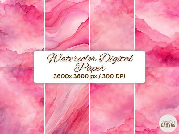Download Pink Watercolor Digital Paper Set - Digital Collection