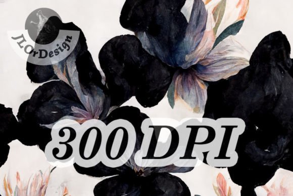 Download Black Watercolor Flowers Digital Paper - Digital Collection