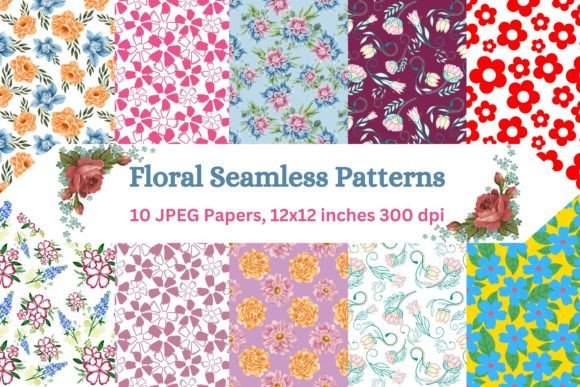 Download Blooming Florals: 10 Digital Papers - Digital Collection