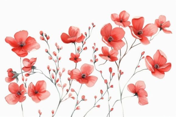 Download Elegant Red Flowers Illustration - Flowers illustration Collection