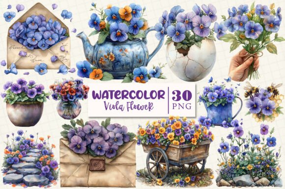 Download Spring Viola Flower Sublimation Clipart - Sublimation clipart Collection
